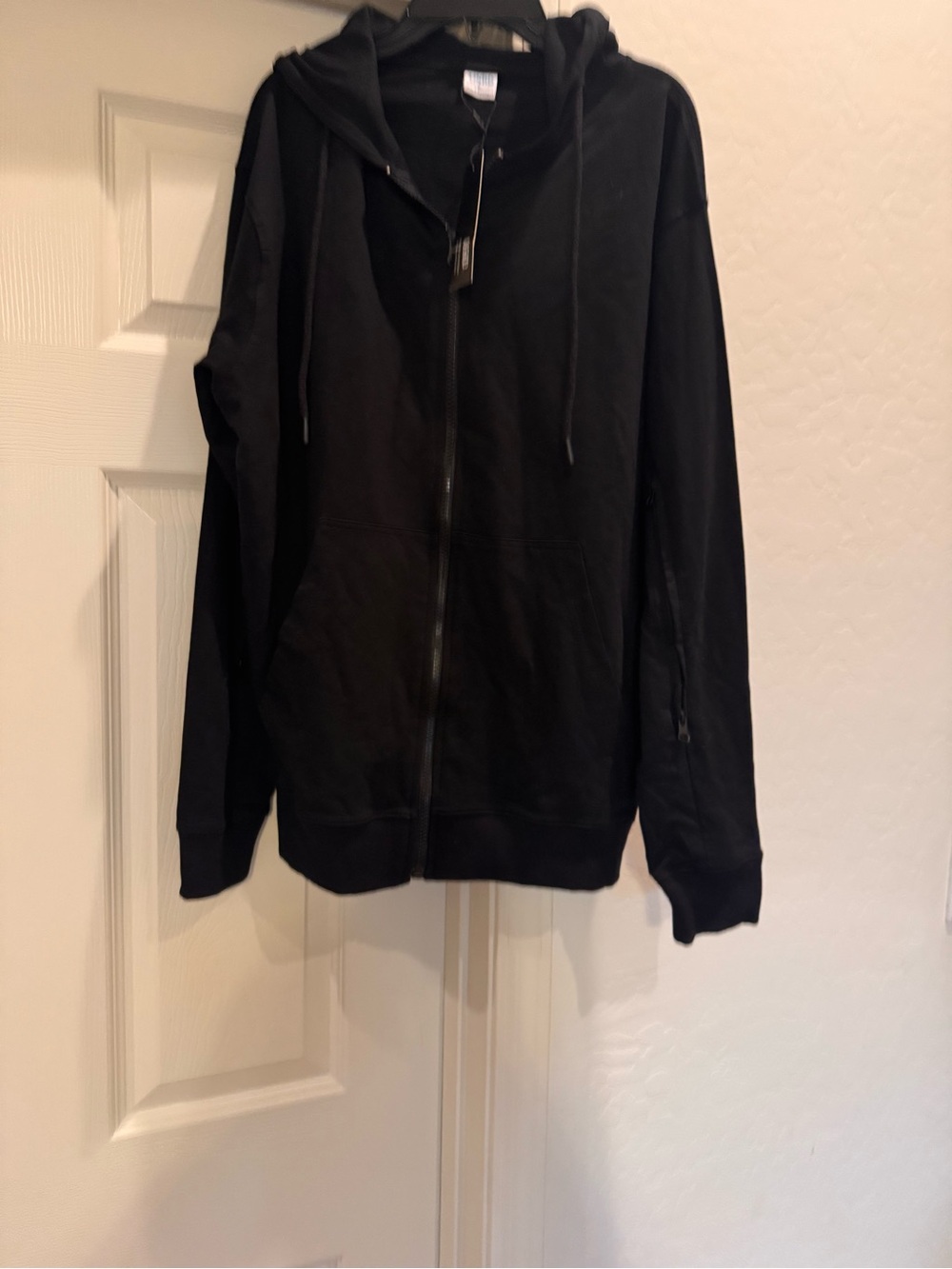 NWT USBD Unisex Dialysis Hoodie with Arm Zippers - Terry Cotton Black Size Large